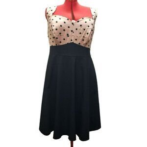 Torrid Blush Dot Miranda Swing Dress, Satin Top, Zip Back, Size 16, Sleeveless